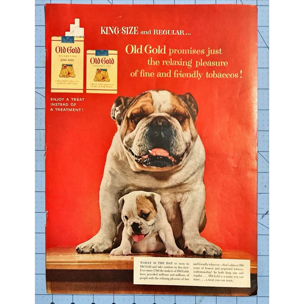 1954 Old Gold Cigarettes Bulldogs VINTAGE PRINT AD